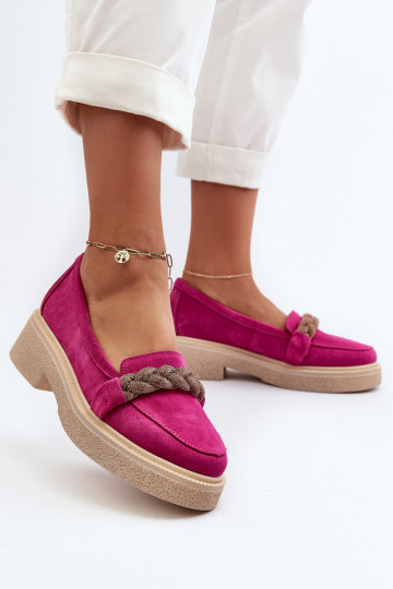 Zazoo 3429/IN Elegante suède mocassins met ornamenten roze