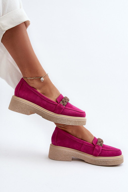 Zazoo 3429/DANS Mocassins élégants en daim avec des ornements couleur rose Zazoo 3429/DANS Mocassins élégants en daim avec des ornements couleur rose