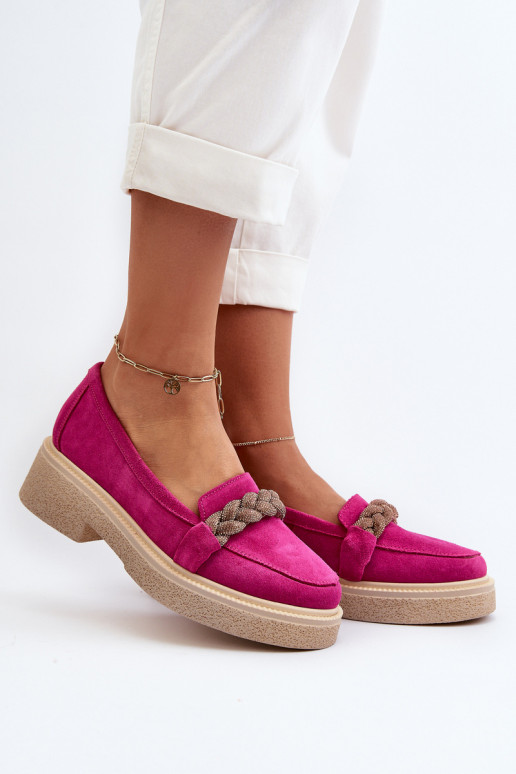 Zazoo 3429/DANS Mocassins élégants en daim avec des ornements couleur rose Zazoo 3429/DANS Mocassins élégants en daim avec des ornements couleur rose