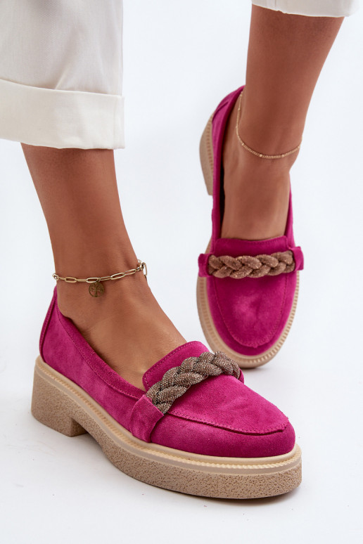Zazoo 3429/IN Elegante suède mocassins met ornamenten roze Zazoo 3429/IN Elegante suède mocassins met ornamenten roze