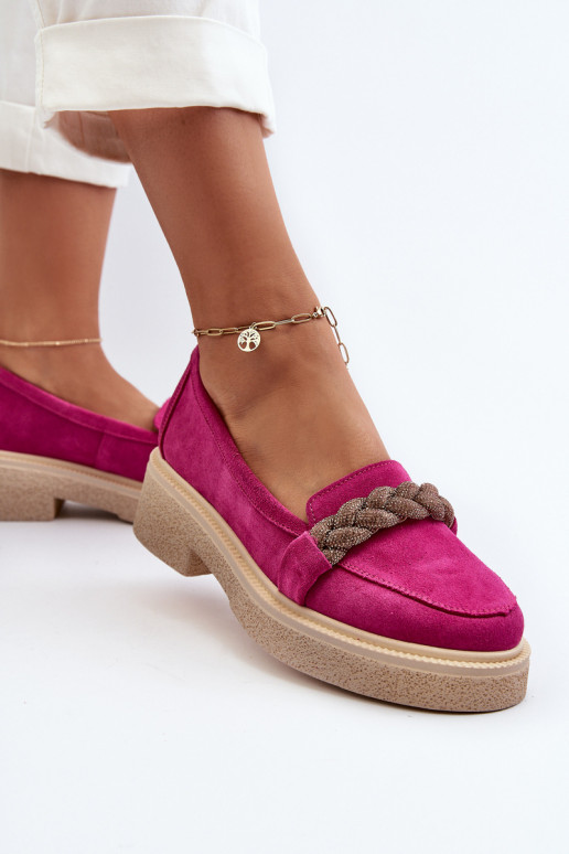 Zazoo 3429/IN Elegante suède mocassins met ornamenten roze Zazoo 3429/IN Elegante suède mocassins met ornamenten roze