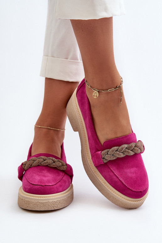 Zazoo 3429/IN Elegante suède mocassins met ornamenten roze Zazoo 3429/IN Elegante suède mocassins met ornamenten roze