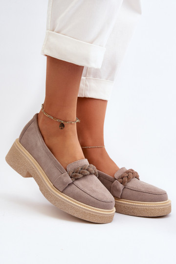 Zazoo 3429/DANS Mocassins élégants en daim avec des ornements couleur cappuccino 2