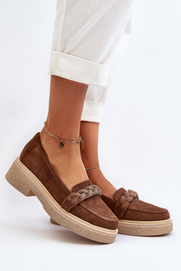 Zazoo 3429/DANS Mocassins élégants en daim avec des ornements marron