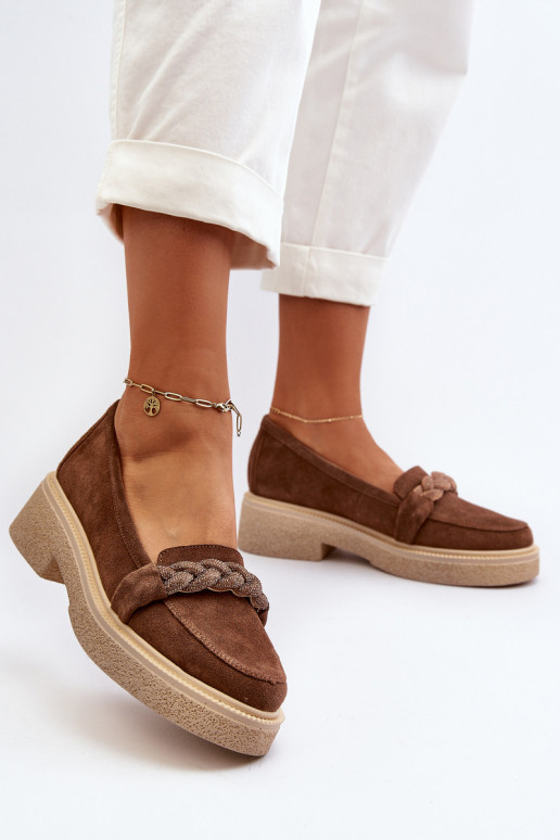 Zazoo 3429/DANS Mocassins élégants en daim avec des ornements marron Zazoo 3429/DANS Mocassins élégants en daim avec des ornements marron