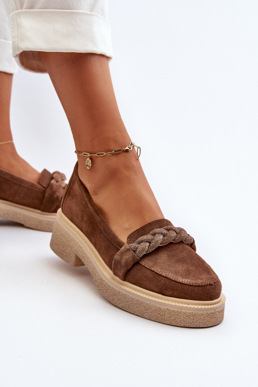 Zazoo 3429/IN Elegante suède mocassins met ornamenten bruine kleur Zazoo 3429/IN Elegante suède mocassins met ornamenten bruine kleur