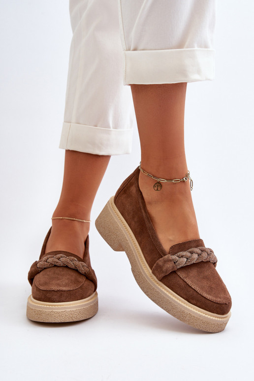 Zazoo 3429/DANS Mocassins élégants en daim avec des ornements marron Zazoo 3429/DANS Mocassins élégants en daim avec des ornements marron