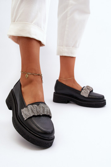 Zazoo 3419 mocassins pour femmes Peau Avec ruban décoratif couleur noire