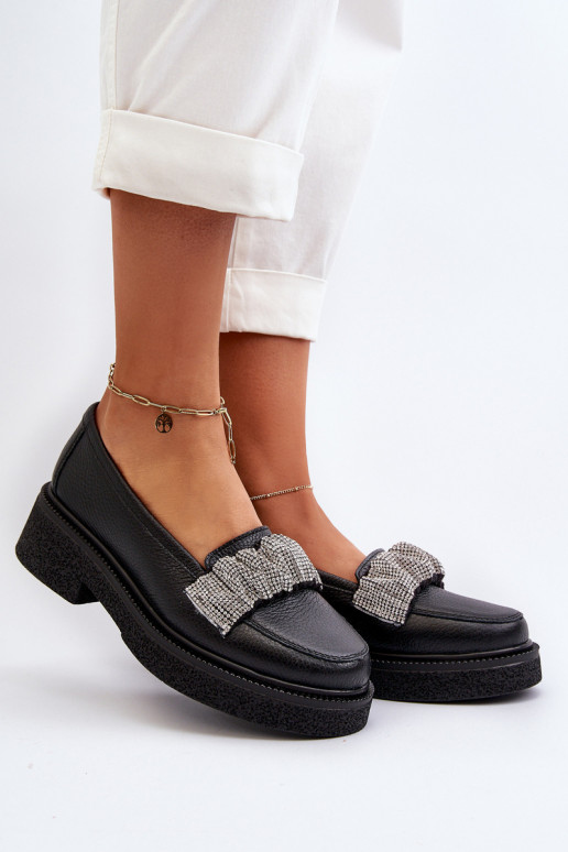 Zazoo 3419 Mokassins für Damen Haut Mit Zierband schZuarze Farbe Zazoo 3419 Mokassins für Damen Haut Mit Zierband schZuarze Farbe