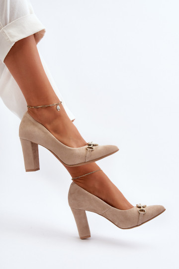 Zazoo 2453/OS Chaussures en daim avec des talons avec des coeurs couleur cappuccino 2