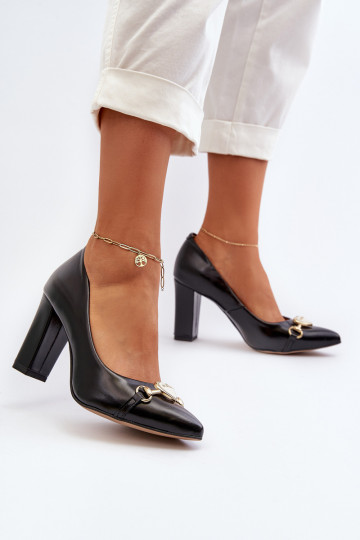 Zazoo 2453/OS Leder Schuhe mit Absatz und Herzen in Schwarz