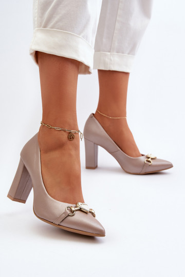 Zazoo 2453/OS Peau Chaussures avec des talons avec des coeurs nacre