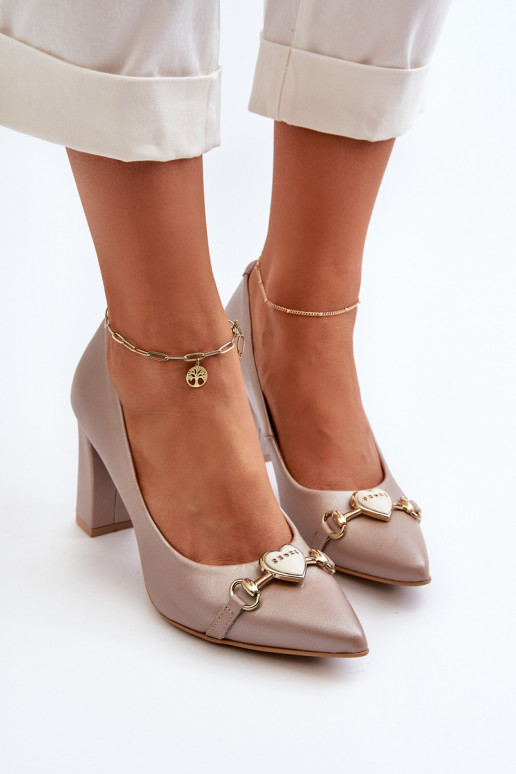 Zazoo 2453/OS Leer Schoenen met hakken met hartjes parelmoer Zazoo 2453/OS Leer Schoenen met hakken met hartjes parelmoer