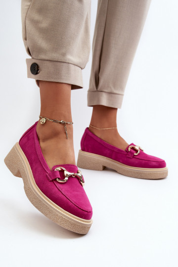 Zazoo 3429 Frauen Wildleder Mokassins mit Ornamenten in Rosa