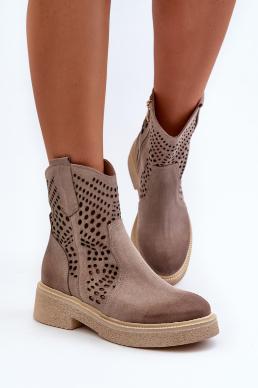 Zazoo 3470 INildlederschuhe Feminin mit breiten Absätzen mit durchbrochenen Elementen Cappuccino-Farbe Zazoo 3470 INildlederschuhe Feminin mit breiten Absätzen mit durchbrochenen Elementen Cappuccino-Farbe