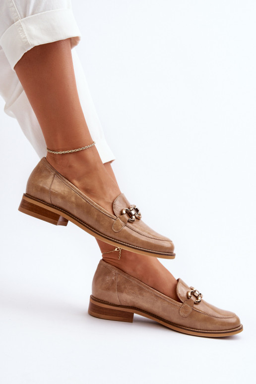 Leer Dames Gelakte mocassins Laura Messi 2760 bruine kleur