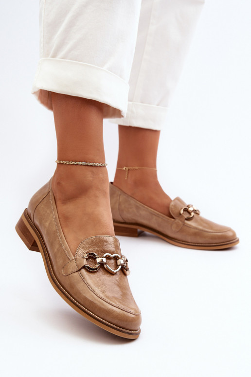 Haut Feminin Lackierte Mokassins Laura Messi 2760 braune Farbe