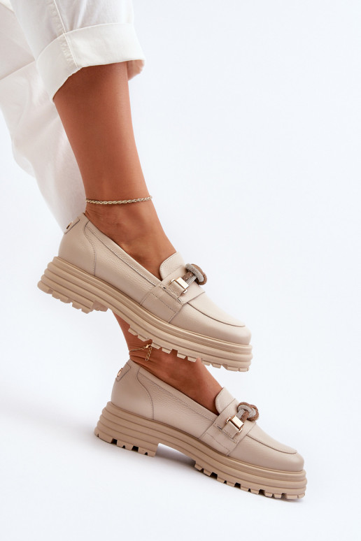 Haut Mokassins für Damen mit Ornamenten Laura Messi 2780 Beige Haut Mokassins für Damen mit Ornamenten Laura Messi 2780 Beige