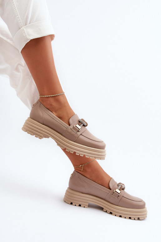 Leer dames mocassins met ornamenten Laura Messi 2780 beige Leer dames mocassins met ornamenten Laura Messi 2780 beige