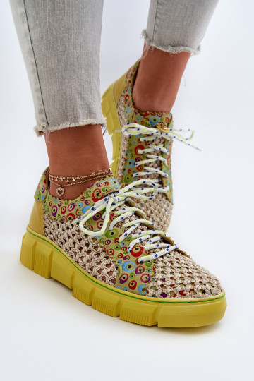 Chaussures en cuir pour femmes Tai turiciejka 05850-09 couleur lime