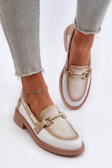 Peau Mocassins chaussures Féminin Il fautciejka 06493-11 Blanc-beige