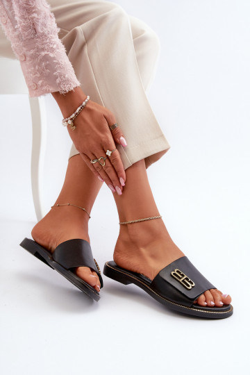 Chaussons en cuir élégants pour femmes Zazoo 40384 couleur noire 2