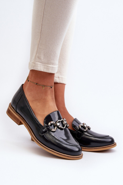 Peau Féminin Mocassins laqués Laura Messi 2760 bleu foncé Peau Féminin Mocassins laqués Laura Messi 2760 bleu foncé