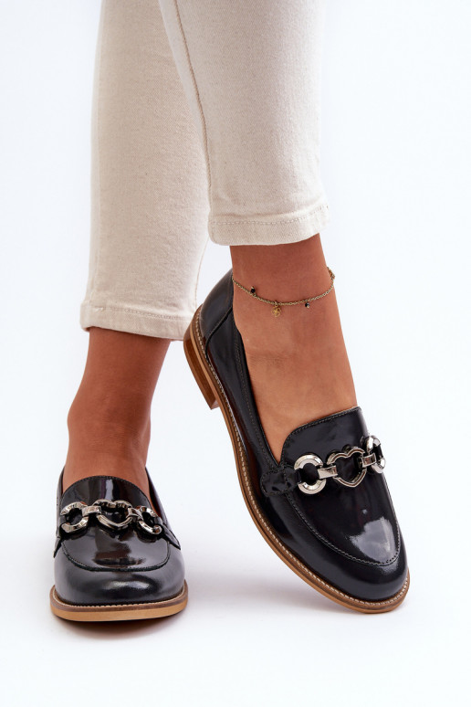 Peau Féminin Mocassins laqués Laura Messi 2760 bleu foncé Peau Féminin Mocassins laqués Laura Messi 2760 bleu foncé