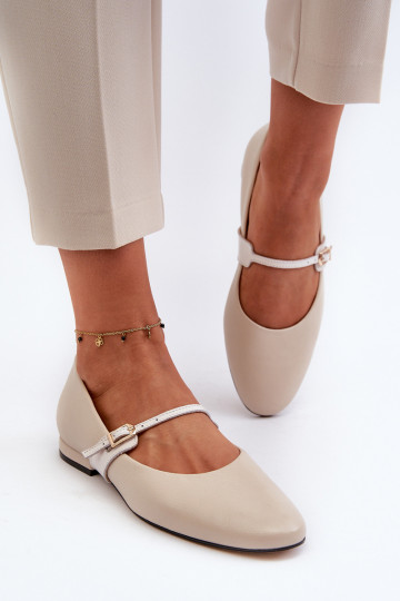 Ballerinas Feminin mit breiten Absätzen Laura Messi 2774 Beige