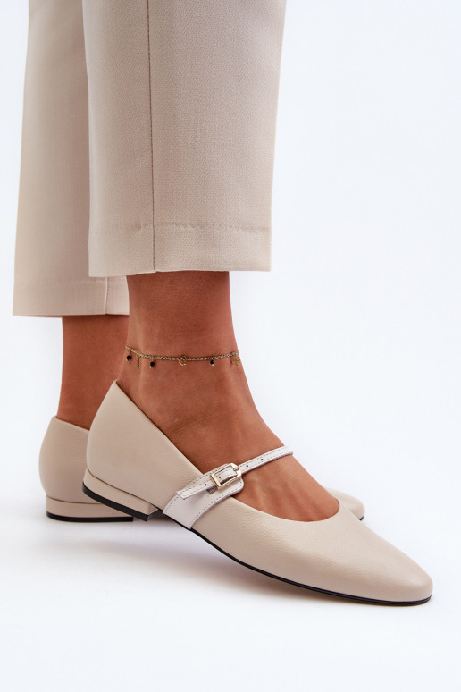 Ballerinas Dames met brede hakken Laura Messi 2774 beige Ballerinas Dames met brede hakken Laura Messi 2774 beige