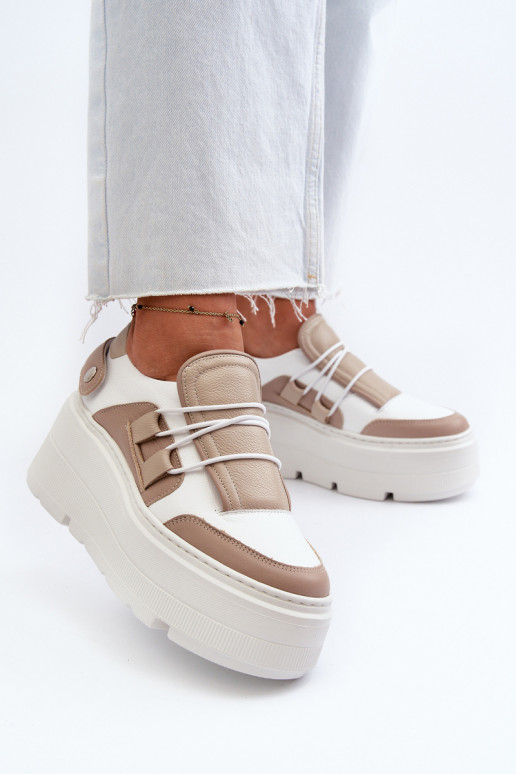 Zazoo 1833 Sneakers Stilvollllschuhe Feminin Haut mit modischer Es mussssivsohle Beige-Zueiße Farbe Zazoo 1833 Sneakers Stilvollllschuhe Feminin Haut mit modischer Es mussssivsohle Beige-Zueiße Farbe