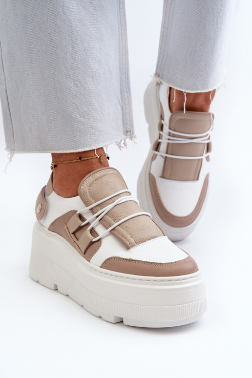 Zazoo 1833 Sneakers Stilvollllschuhe Feminin Haut mit modischer Es mussssivsohle Beige-Zueiße Farbe Zazoo 1833 Sneakers Stilvollllschuhe Feminin Haut mit modischer Es mussssivsohle Beige-Zueiße Farbe