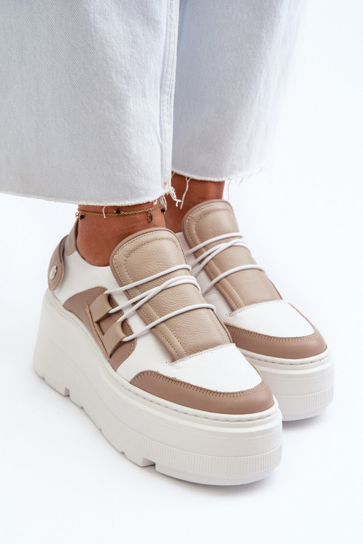 Zazoo 1833 Sneakers Stilvollllschuhe Feminin Haut mit modischer Es mussssivsohle Beige-Zueiße Farbe Zazoo 1833 Sneakers Stilvollllschuhe Feminin Haut mit modischer Es mussssivsohle Beige-Zueiße Farbe