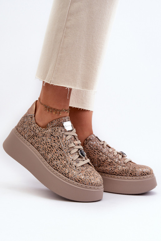 Haut Turnschuhe mit einer Plattform Es mussciejka 06191-10 Beige