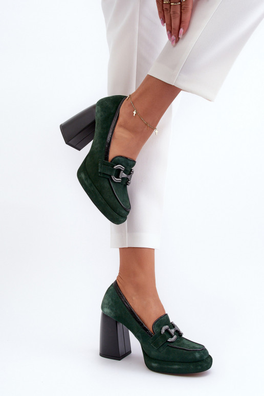 Peau Chaussures Sur un énorme poteau Laura Messi 2706 couleur kaki