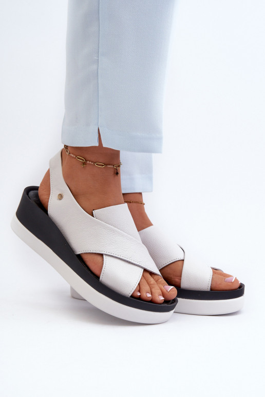 Zazoo 40256 Leer Platform sandalen Initte kleur Zazoo 40256 Leer Platform sandalen Initte kleur