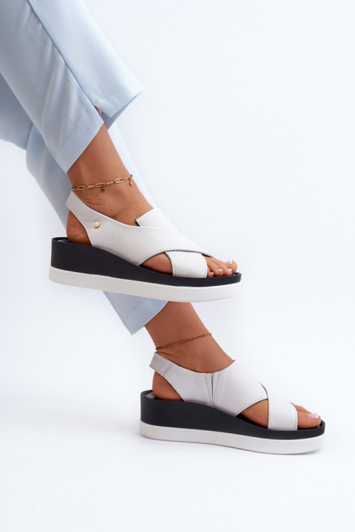 Zazoo 40256 Leer Platform sandalen Initte kleur Zazoo 40256 Leer Platform sandalen Initte kleur