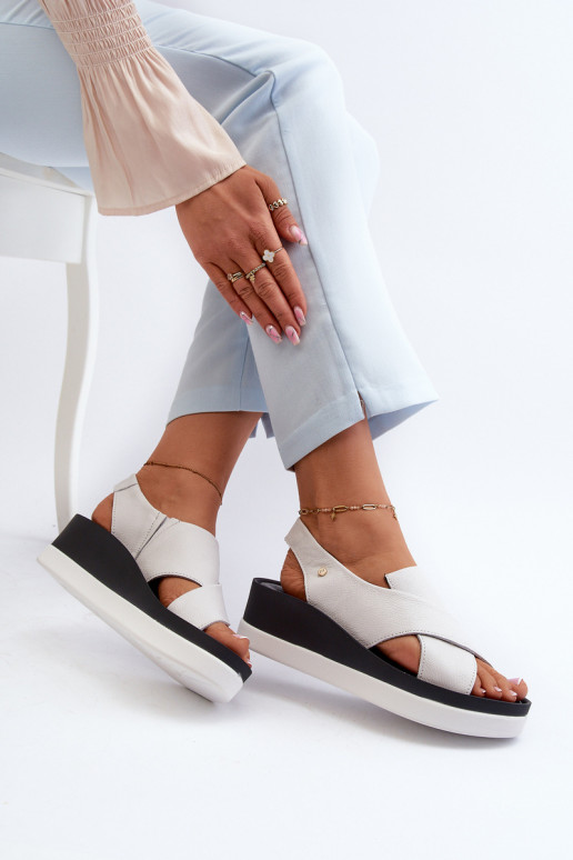 Zazoo 40256 Leer Platform sandalen Initte kleur Zazoo 40256 Leer Platform sandalen Initte kleur