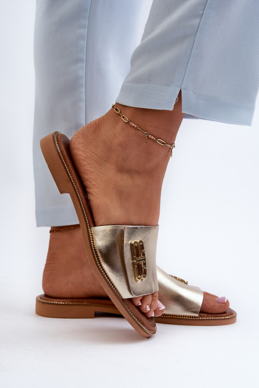 Zazoo 40384 Eleganter Stil Lederhausschuhe Feminin goldene Farbe Zazoo 40384 Eleganter Stil Lederhausschuhe Feminin goldene Farbe