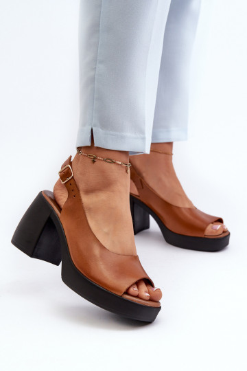 Zazoo 40376 Sandales pour femmes Sur des talons massifs marron