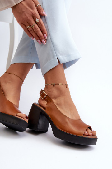 Zazoo 40376 Damensandalen Auf massiven Absätzen braune Farbe 2