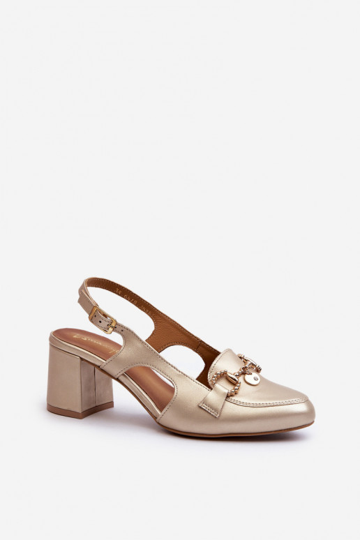 Damensandalen mit Absatz Es mussciejka 06419-25 goldene Farbe Damensandalen mit Absatz Es mussciejka 06419-25 goldene Farbe