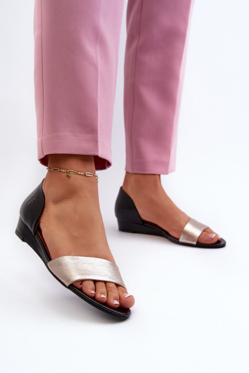 Sandales pour femmes de couleur noire et dorée Tai turiciejka 1971-67