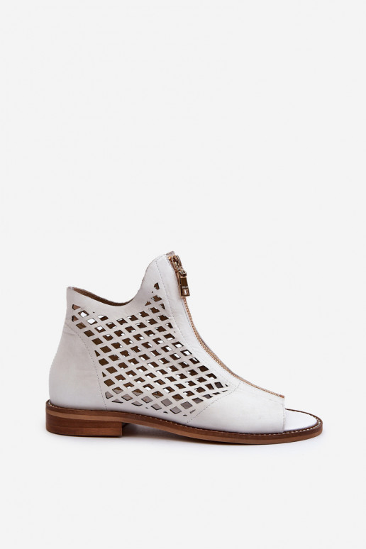 Zazoo 977/L Peau Sandales ajourées Au Château couleur blanche Zazoo 977/L Peau Sandales ajourées Au Château couleur blanche