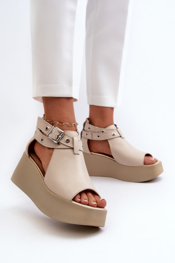 Peau Sandales à plateforme beige Zazoo 1732