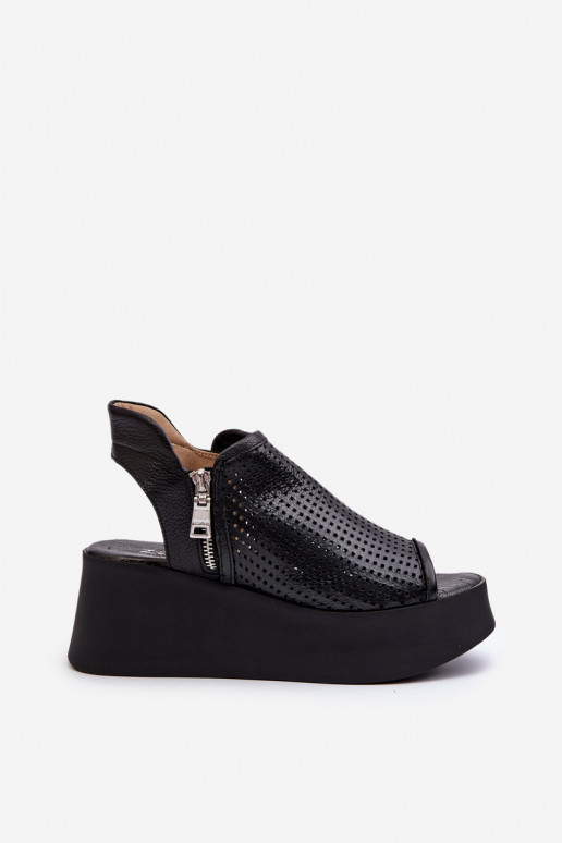 Zazoo 1792 Haut Durchbrochene Plateausandalen schZuarze Farbe Zazoo 1792 Haut Durchbrochene Plateausandalen schZuarze Farbe
