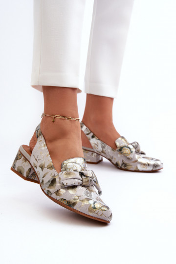 Dames Dames sandalen Op een lage hak met bloemen Het heeftciejka N6539-38 groene kleur