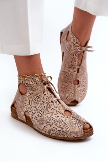 Met patroon Leer Laarzen Het heeftciejka 03426-02 beige