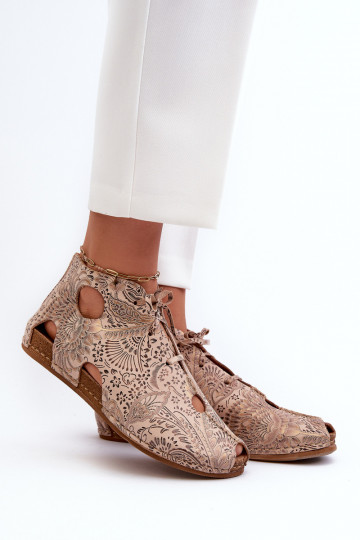 Met patroon Leer Laarzen Het heeftciejka 03426-02 beige 2