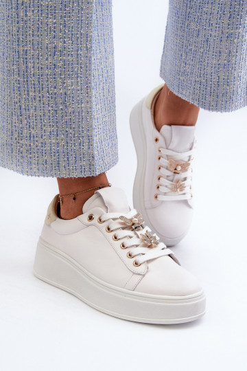 Odinie sportschoenen voor vrouwen met platform D&A SN67 wit